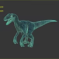 Realistic Velociraptor 3D Model In Standing Pose With Sharp Teeth And Detailed Blue Gray Skin
