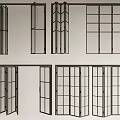 Elegant Folding Doors Featuring Metal Frames Glass Panels And Multiple Folding Styles 3d model