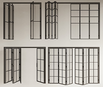 sliding door glass door folding door 3d model