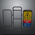 Industrial Safety Guardrail With High Voltage Danger Sign And Restricted Area Warning