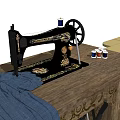Vintage Sewing Machines On Wooden Tables With Storage Drawers And Different Designs