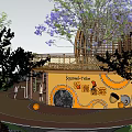 Fun Kids Play Area With Wooden Spherical Structure Slide Sandpit And Jacaranda Trees