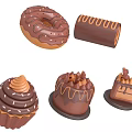 Various Delicious Chocolate Desserts Including Donut Roll Cupcake And Cakes