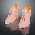 Fashionable Pink High Heel Shoes With Lace Up Design And Pointed Toe Wooden Heels