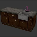 Wooden Kitchen Cabinets With Gray Countertop Sink And Faucet Design