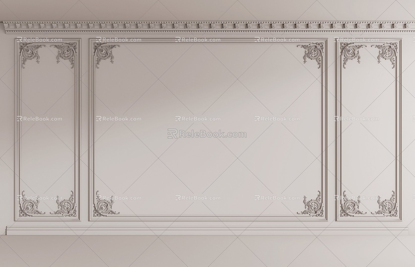 French-style wall panel carved wall panel 3d model