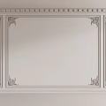 Elegant White Wainscoting Wall Paneling With Intricate Carved Patterns And Classic Design 3d model