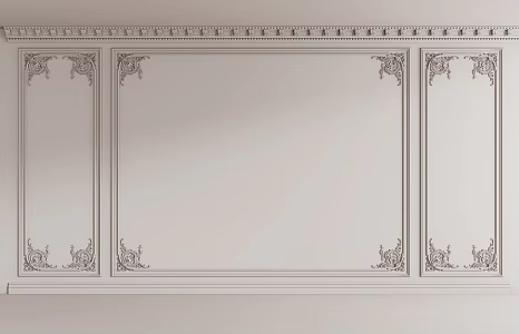 French-style wall panel carved wall panel 3d model