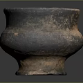 Ancient Ceramic Pot with Textured Surface and Sturdy Base on Dark Background 3d model
