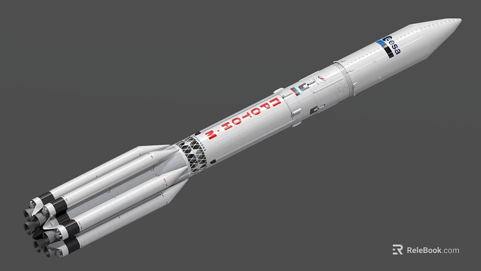 Advanced White Space Rocket With Multi Stage Boosters And Launch Design 3d model 