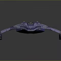 Futuristic Spacecraft 3D Model With Blue Purple Hulls And Detailed Wing Structures