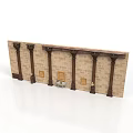 Classical Brick Wall Design With Dark Columns Square Panels And Central Cabinet 3d model