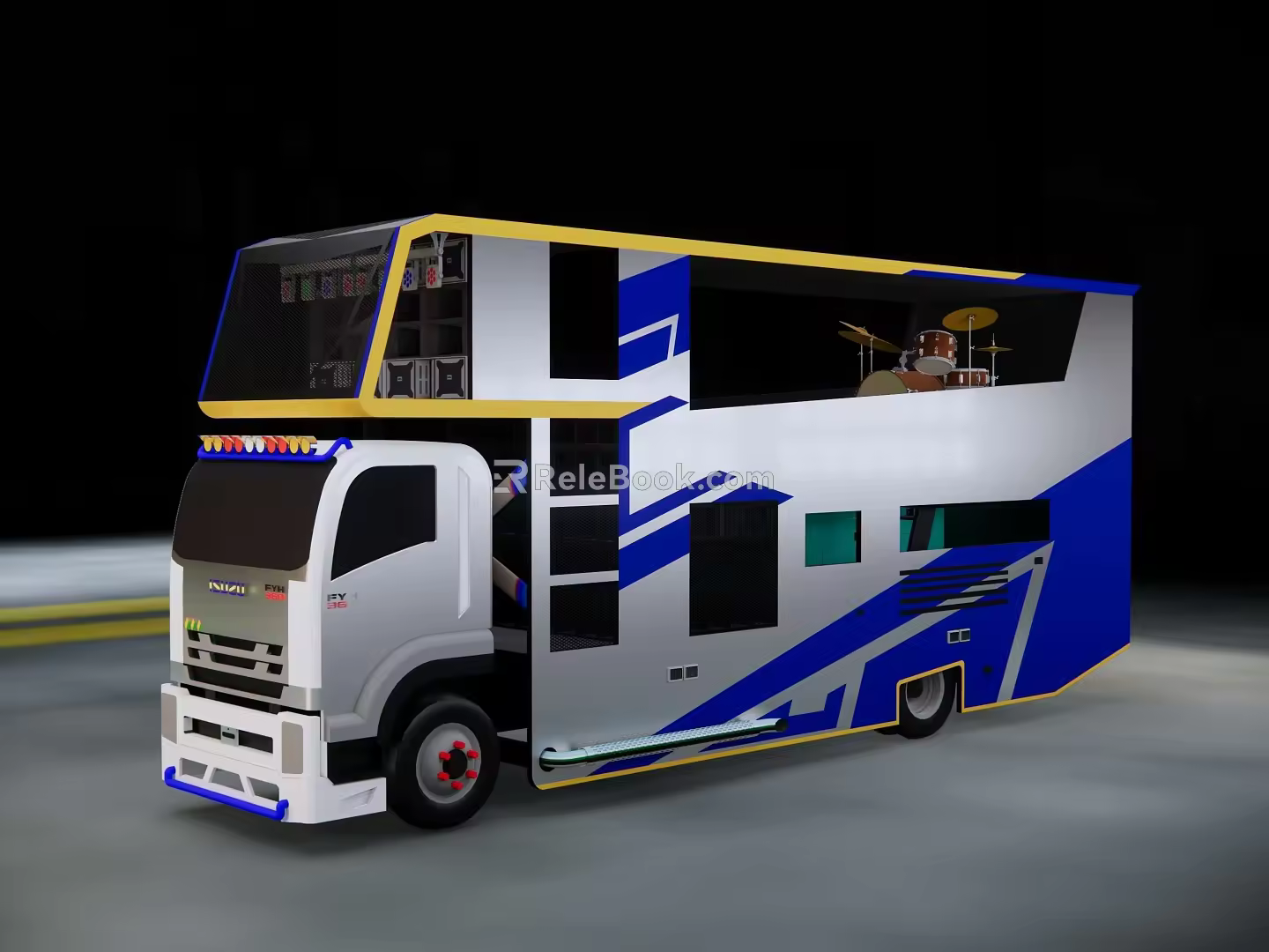 modern bus music bus 3d model