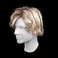 Game Movie Character Head Model Featuring Blonde Brown Wavy Short Hair Black Background