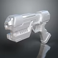 Futuristic Sci Fi Silver Pistol With Sleek Metallic Design And Ergonomic Grip