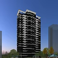 Modern High Rise Residential Building With Glass Facade And Green Surroundings