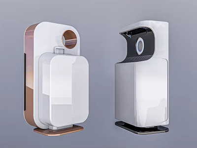 Modern Stylish Household Appliances With Sleek White Black Design And Round Elements 3d model