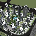 Planned Residential Landscape Layout With Central Green Space And Surrounding Buildings
