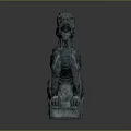 Traditional Chinese Stone Lion Statue as Mythical Guardian With Intricate Carvings and Sitting Posture