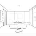 Modern Minimalist Bedroom Interior With Comfortable Bedside Tables Table Lamps Decorative Painting And Area Rug