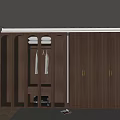 Modern Wooden Wardrobe Design With Glass Doors And Gold Handles Interior