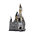 Detailed Building Blocks Castle Model With Tall Spires Gray Towers And Yellow Main Structure