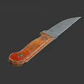 Handheld Weapon Knife With Red Handle And Shiny Metal Blade Design