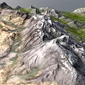 Rugged Mountain Landscape With Snow Capped Peaks And Lush Green Vegetation