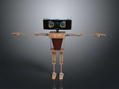 Vintage Game and Movie Character With Radio Head Circular Speakers Mechanical Arms 3d model