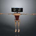 Vintage Game and Movie Character With Radio Head Circular Speakers Mechanical Arms