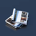 Open Magazines With Rolled Page Displaying Inner Pages And Text 3d model