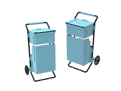 Industrial Equipment Blue Storage Carts With Black Frame And Wheels 3d model