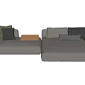 Modern Gray Sectional Sofa With Accent Cushions And Coffee Table 3d model