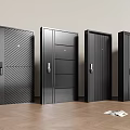 Stylish Black Security Doors in Indoor Display with Various Textures and Metal Frames 3d model