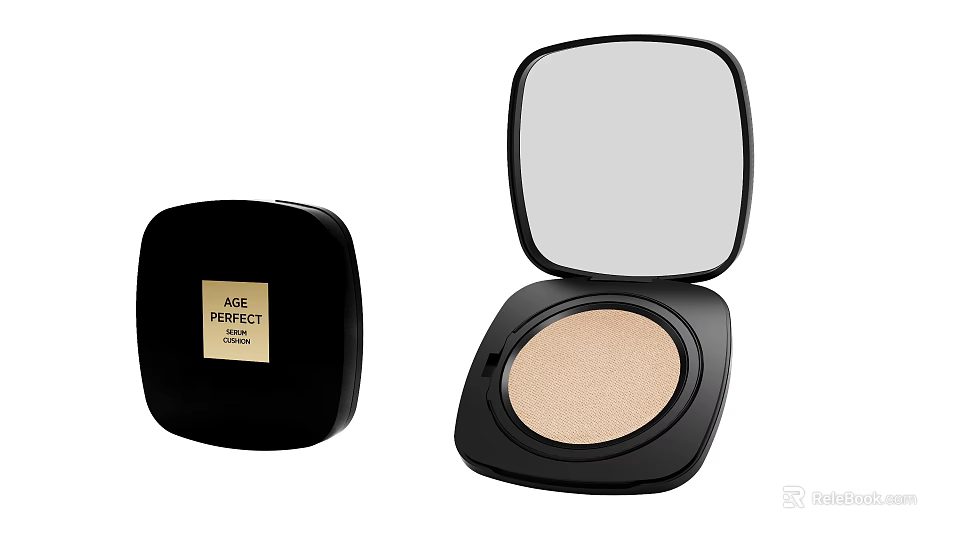Age Perfect Compact Powder With Mirror And Black Packaging For Makeup Product 3d model 