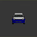 Blue And White Sporty Modified Car With Rear Spoiler And Silver Wheels