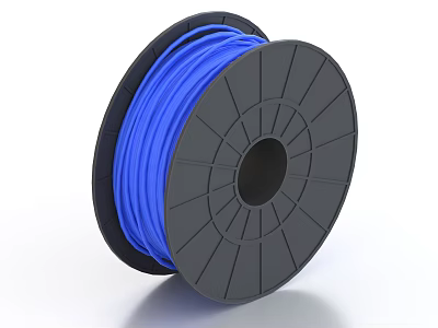 Industrial Blue Filament Spool With Black Reel For Manufacturing Equipment Use 3d model