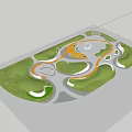 Park Landscape Design With Curved Paths Lush Trees And Circular Seating Areas