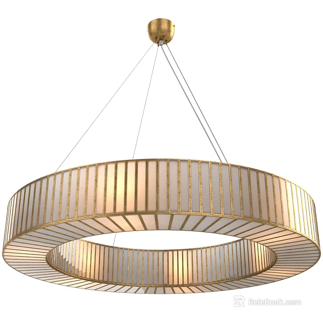 Elegant Modern Ring Shaped Chandelier With Gold Frame And Translucent Light Panels 3d model