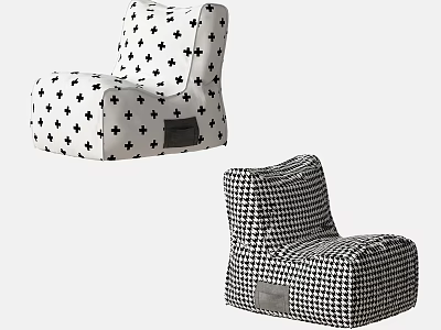 Stylish Single Sofa with Black Cross White and Black Houndstooth Patterns Design 3d model