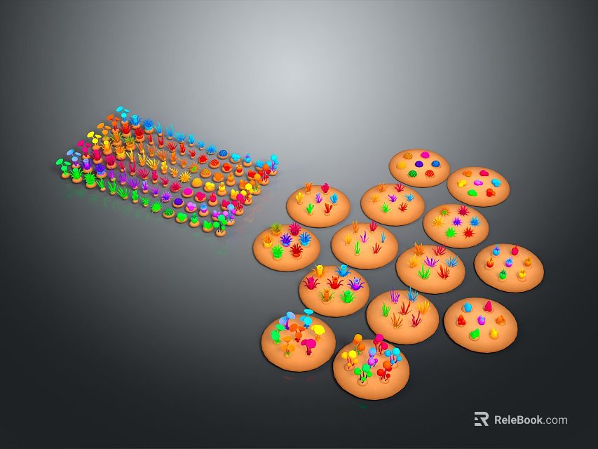 Colorful Decorative Lights With String And Round Base Designs Featuring Multiple Small Colored Bulbs 3d model 