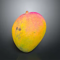 Fresh Ripe Mango With Yellow Pink And Green Skin On Black Background
