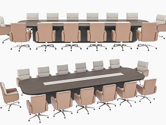 Modern Conference Table and Chair 3d model