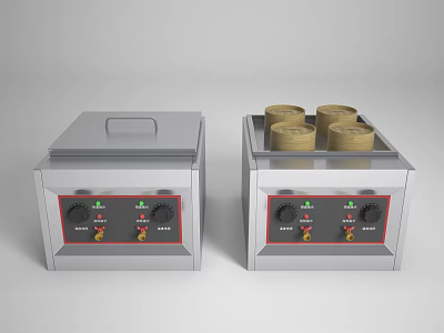 Stainless Steel Commercial Kitchen Equipment With Heating Containers And Control Knobs For Food Service 3d model