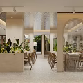 Modern Restaurant Interior With Glass Wine Display Cabinet Wooden Dining Table And Chairs