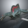 Spinosaurus Dinosaur Model With Gray Green Body Red Sail And Standing Pose