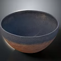 Hand Carved Ceramic Bowl Sculpture With Deep Blue And Brown Gradient Matte Texture