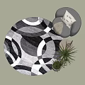 Modern Round Carpet Single Sofa Decorative Ornaments 3d model