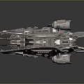 Futuristic Metallic Spaceship With Green Glowing Elements And Mechanical Components Detailed Sci Fi Design