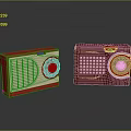 Vintage Electronic Radios with Red Brown Grille Round Knobs and Epic Design